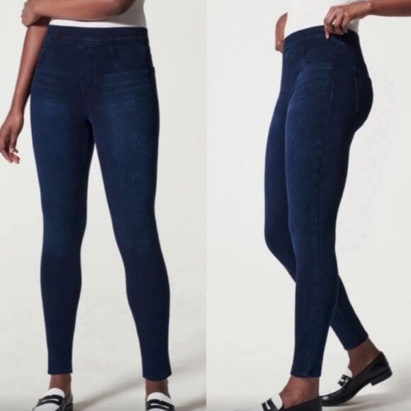 SPANX | Stretch Denim High Rise Ankle Leggings Jeggings M - Picture 1 of 11
